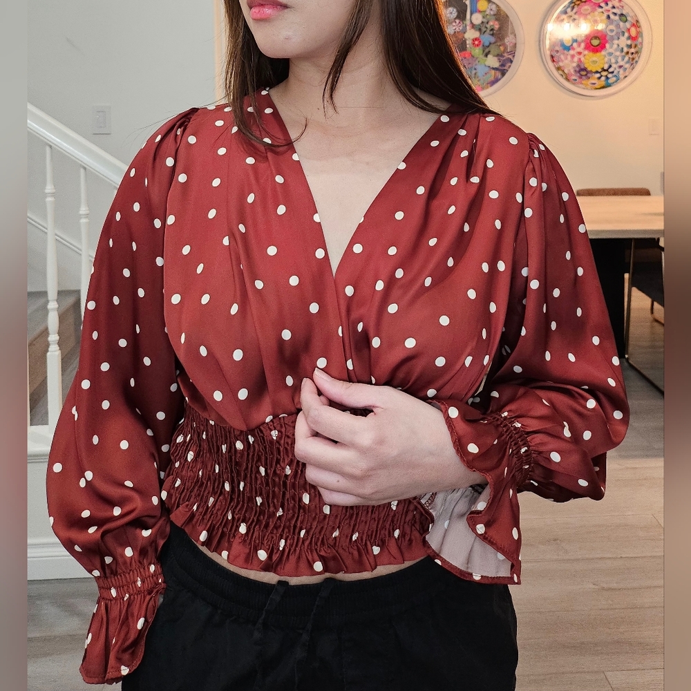 Zara red polka dot top